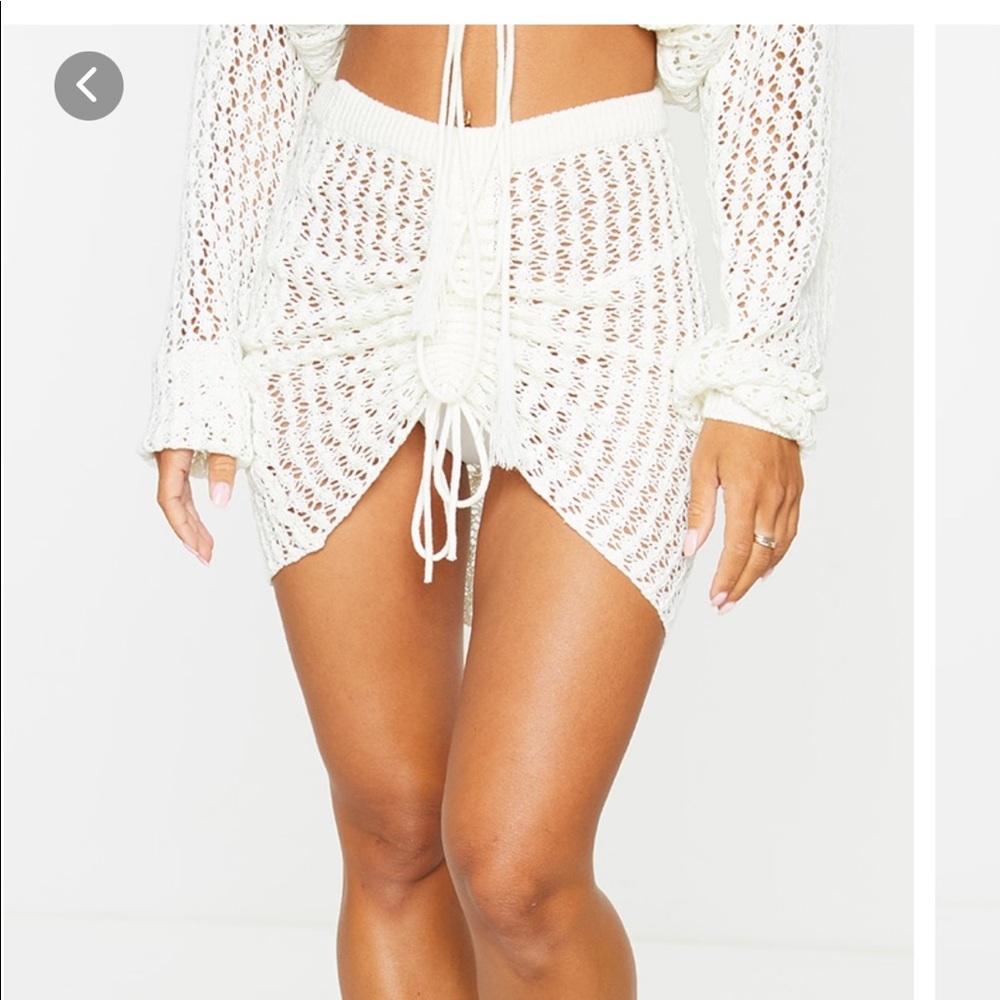 Cream Crochet Beach Cover Up - Picture 2 of 7